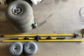 Dismantled Wallaroo transmitter loop wheeled support