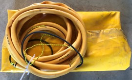 Dismantled towed mat and umbilical cord