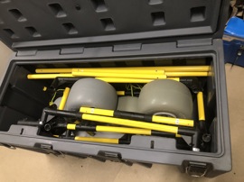 Dismantled Wallaroo skid steer cart in half palette shipping box